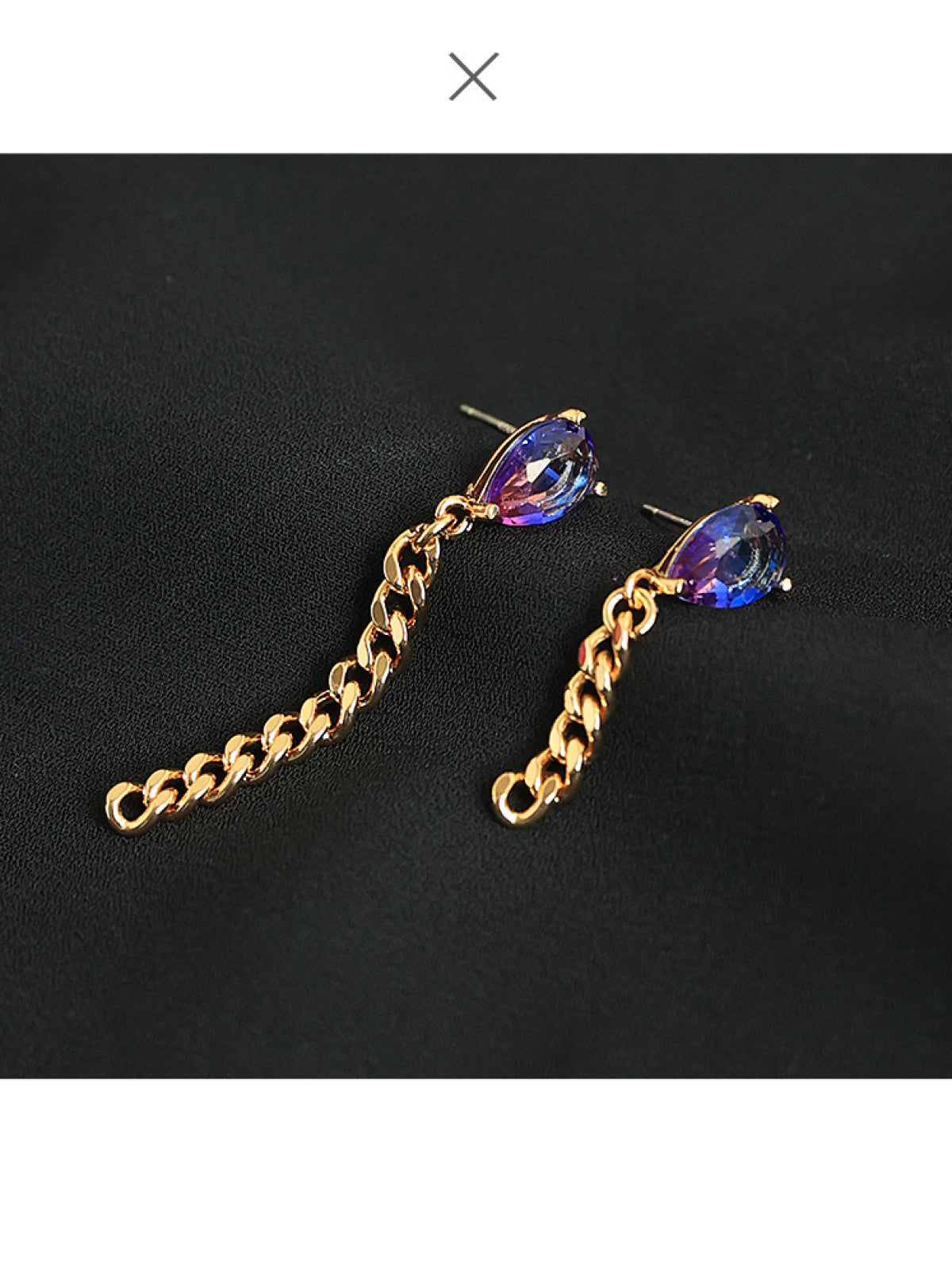 Asymmetric Chain Tassel Drop-Shaped Stud Earrings