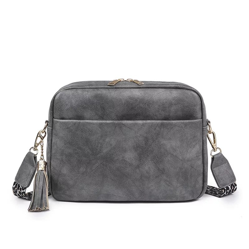 Crossbody Purse with Leopard Strap