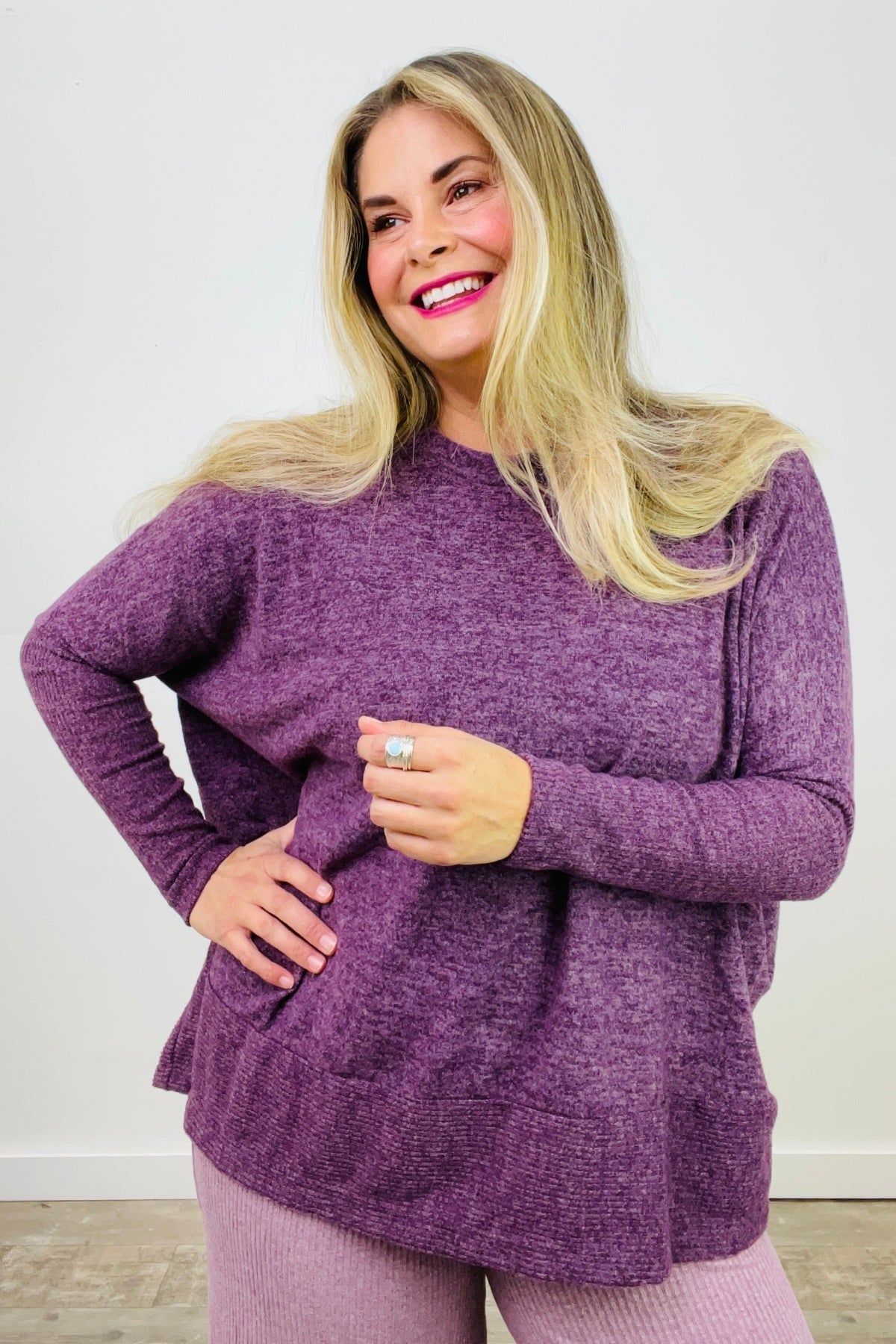 Zenana Brushed Melange Hacci Dolman Long Sleeve Oversized Sweater