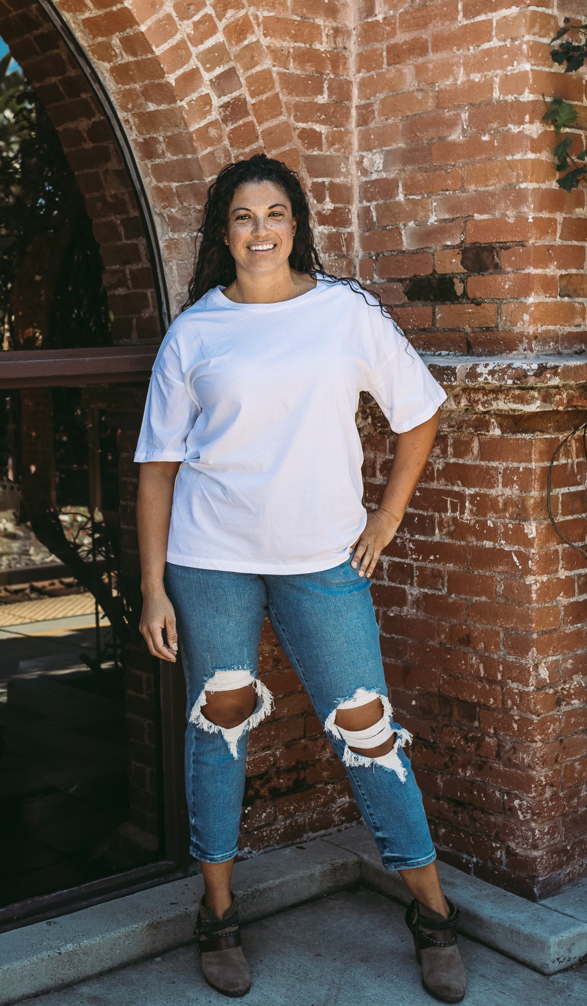 Rae Mode Washed Cotton Round Neckline Short Sleeves Top