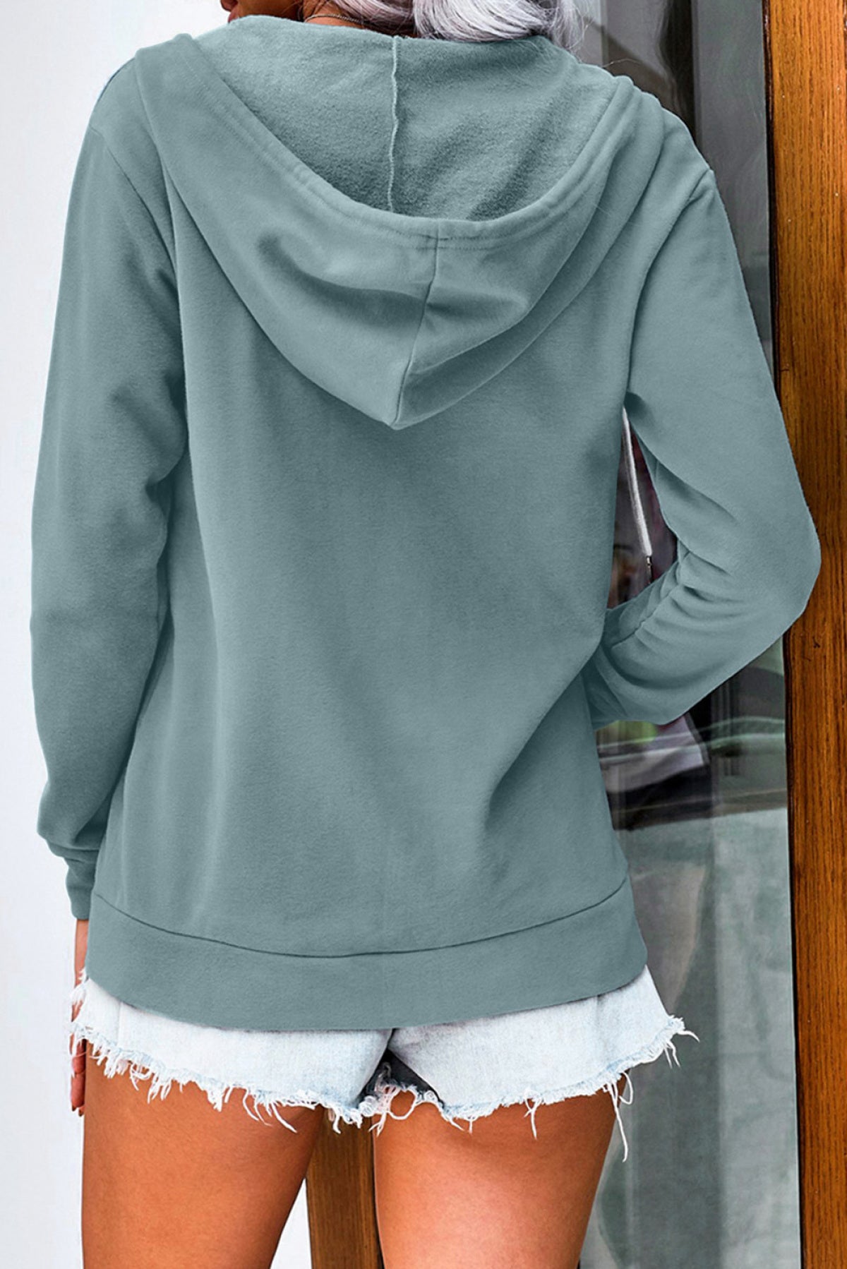 Half Zip Long Sleeve Hoodie With Pocket