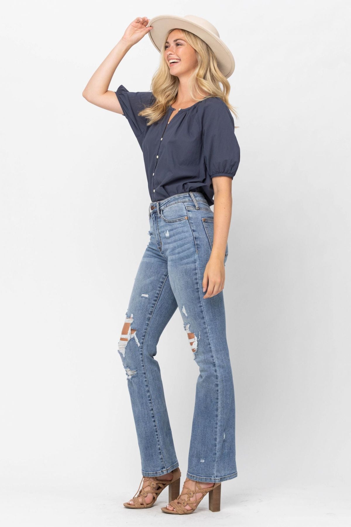 Judy Blue High Waist STONE Destroyed Bootcut