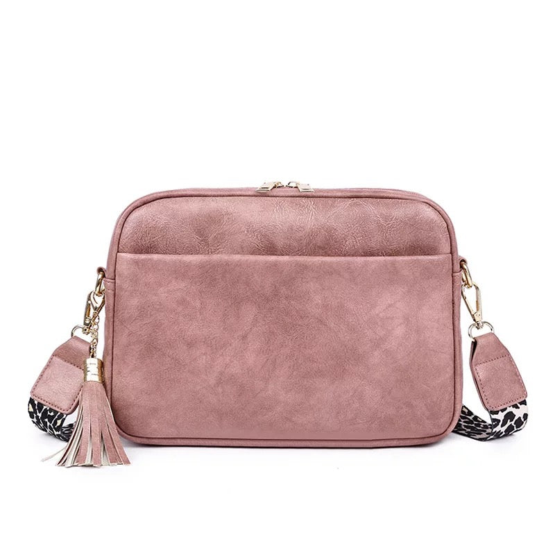 Crossbody Purse with Leopard Strap
