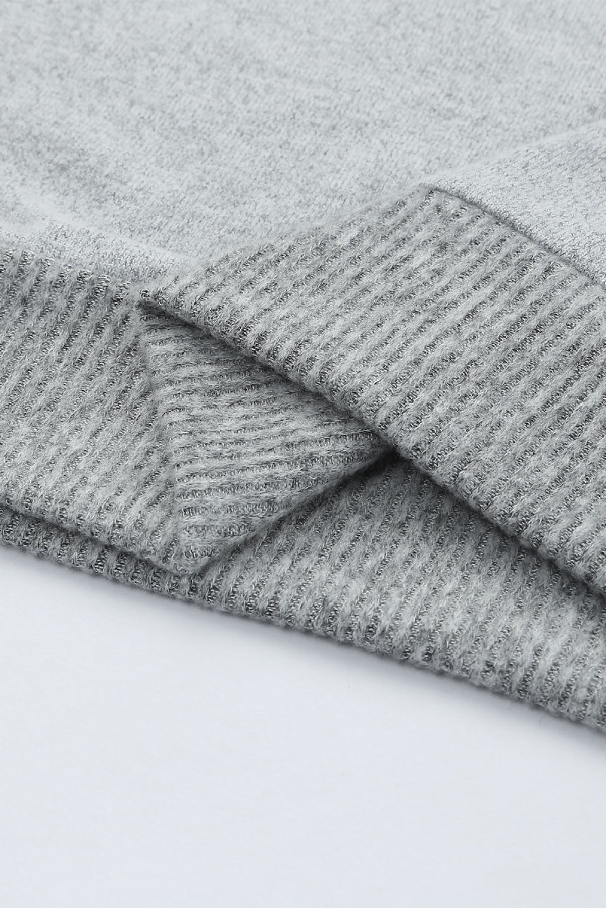 Gray Ribbed Trim Cut-Out Bust Drawstring Hoodie