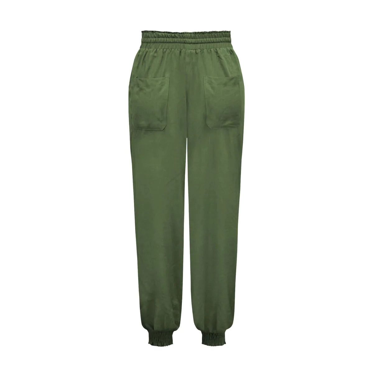 Solid Color Tie-waist Tapered Pants