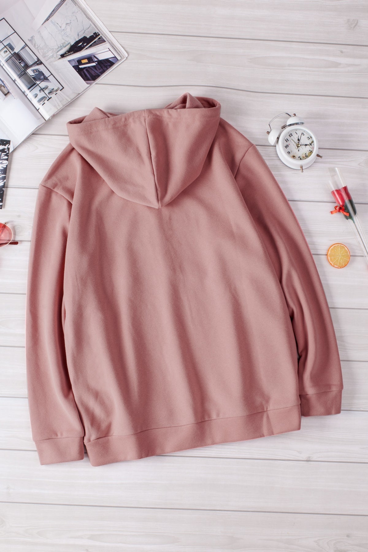 Half Zip Long Sleeve Hoodie With Pocket