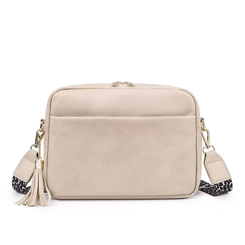 Crossbody Purse with Leopard Strap