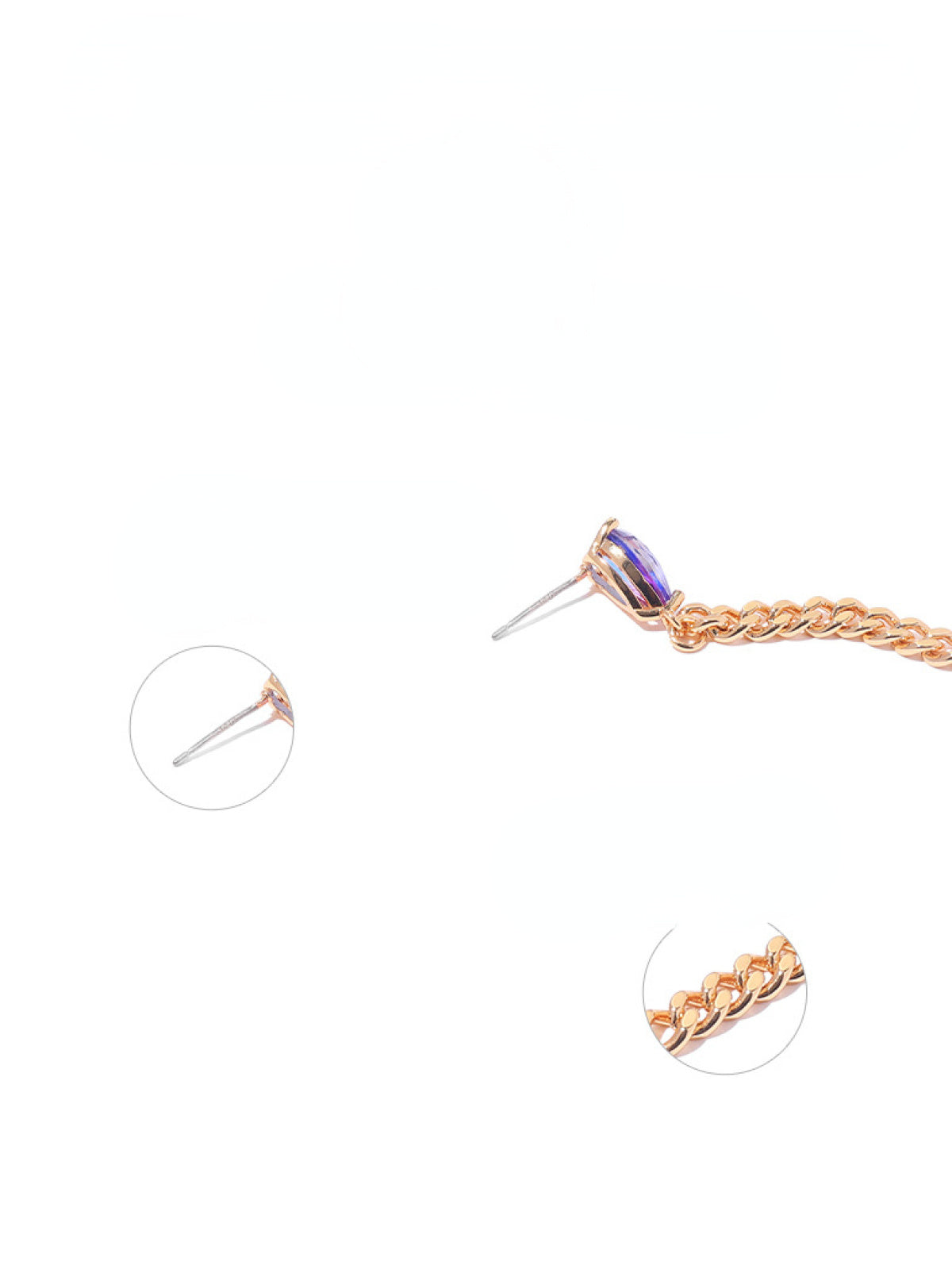 Asymmetric Chain Tassel Drop-Shaped Stud Earrings