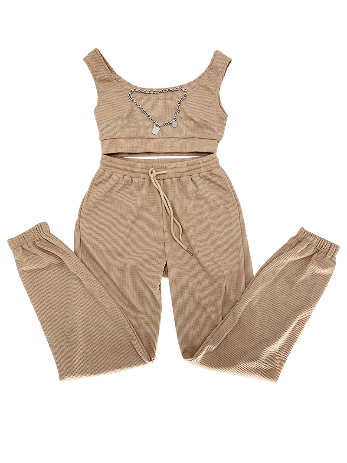 U-neck Bra & Drawstring Sweatpants Two-Piece Active Sets