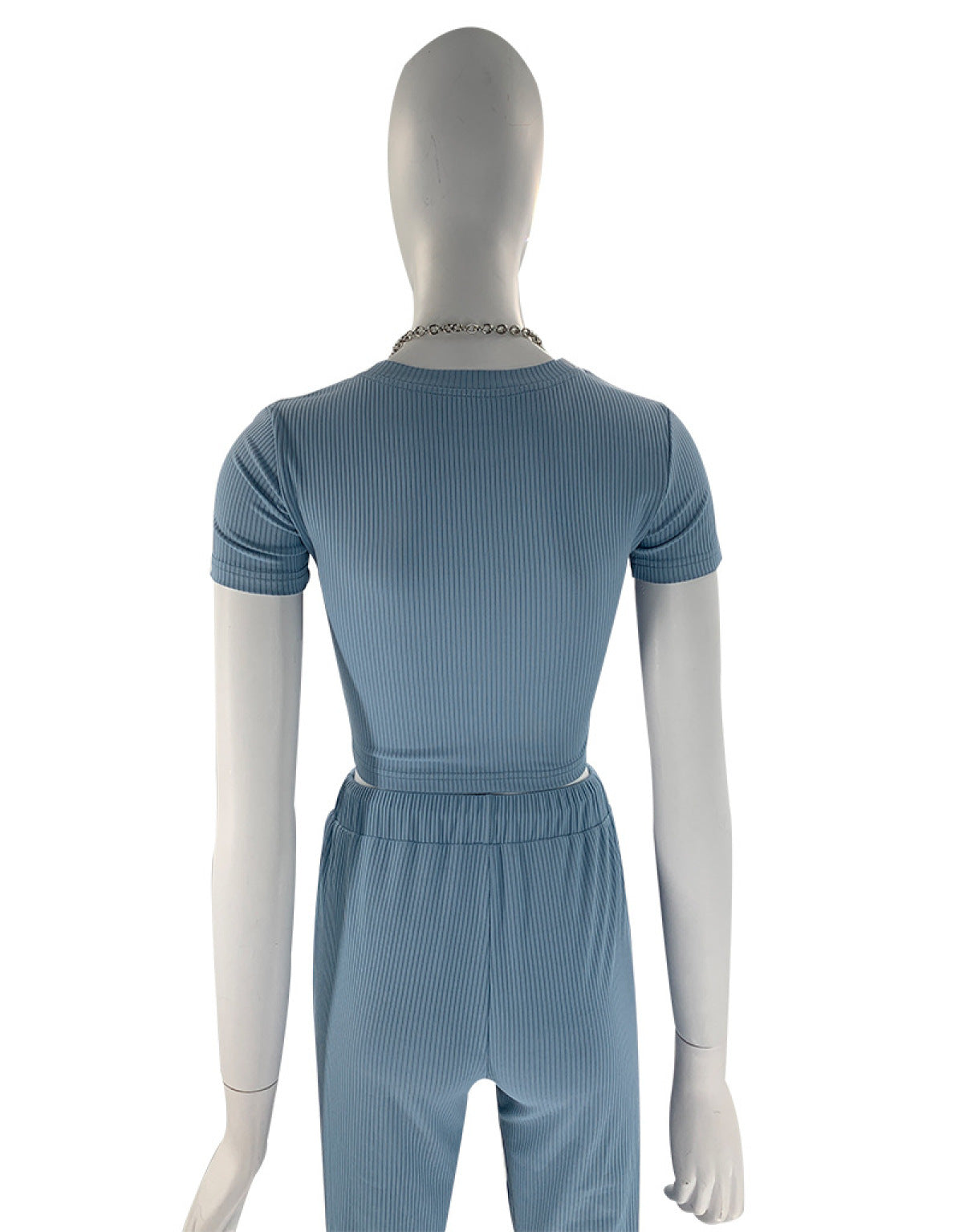 Casual High Elastic Short-Sleeved Top & Wide-Leg Pants Two-Piece Set
