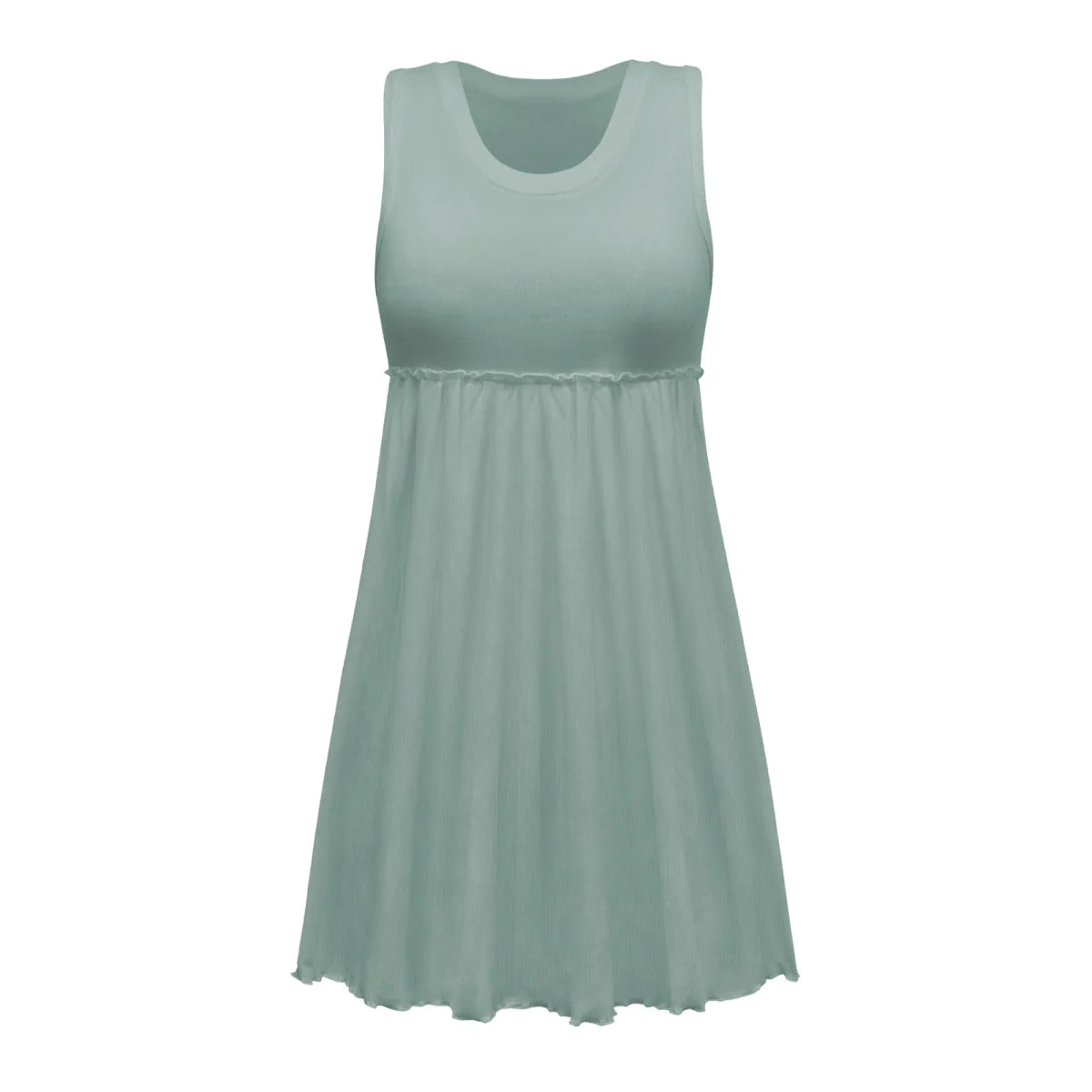 Sleeveless Solid Color A-line Pleated Mini Dress