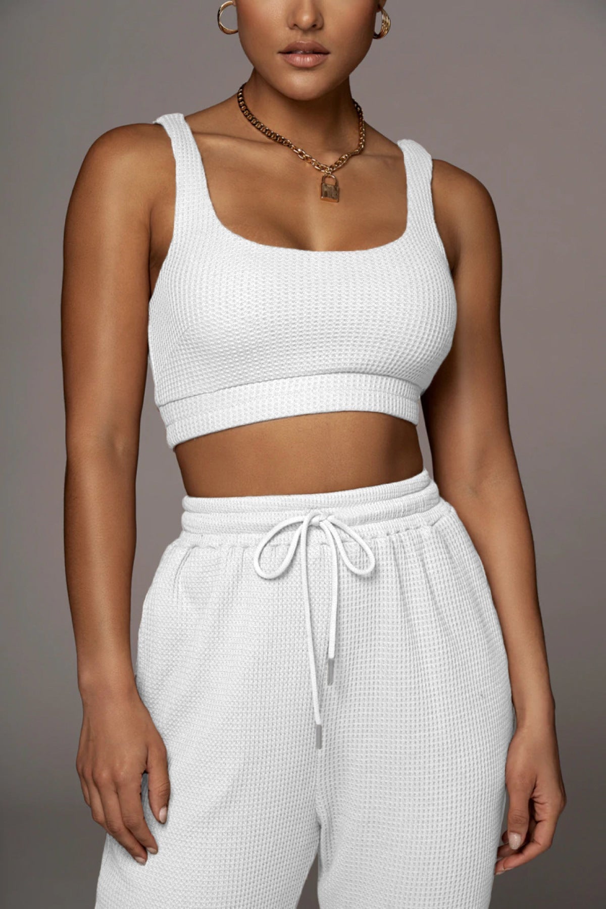 U-neck Bra & Drawstring Sweatpants Two-Piece Active Sets
