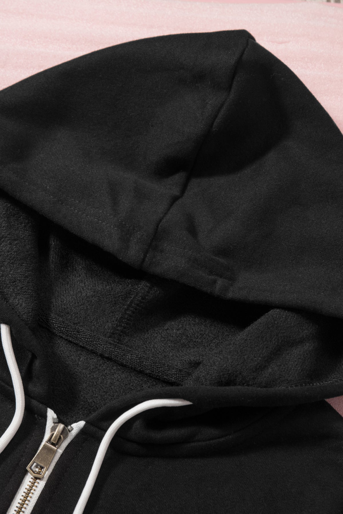 Half Zip Long Sleeve Hoodie With Pocket