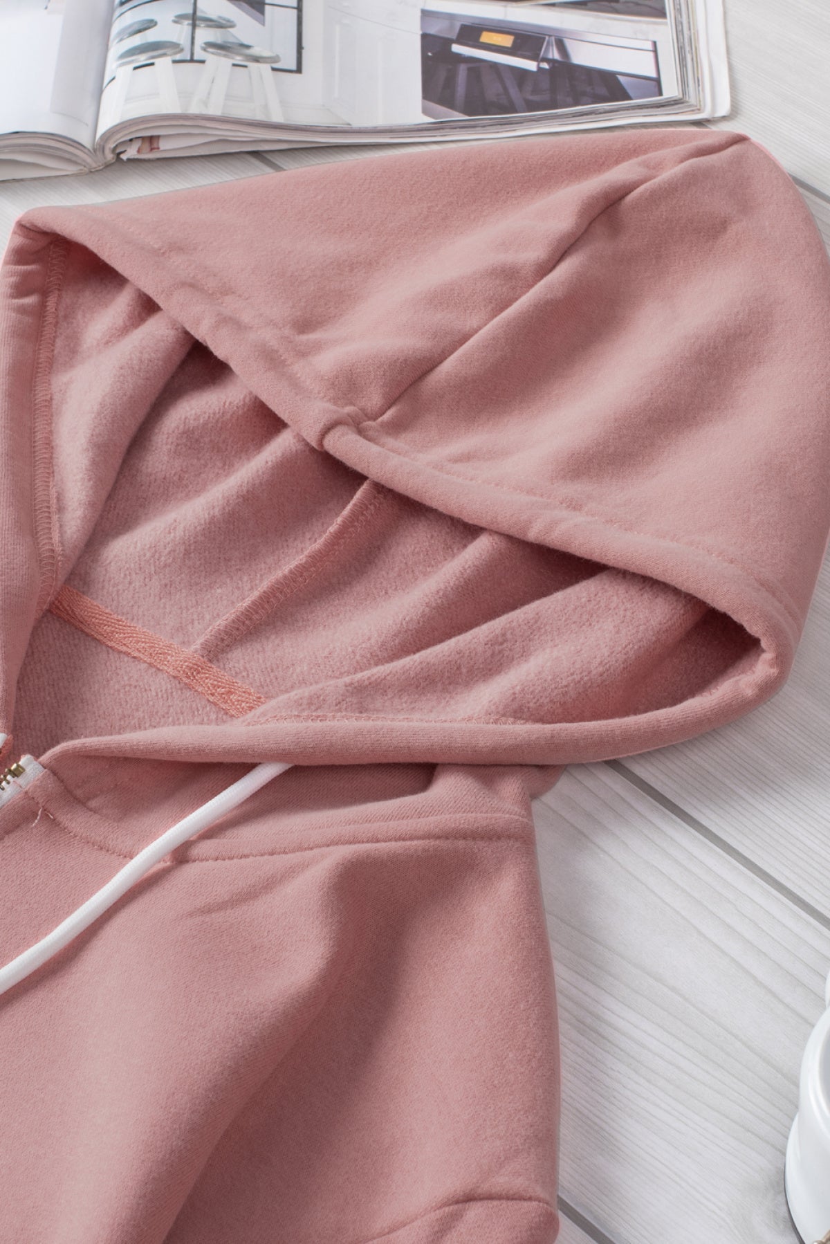 Half Zip Long Sleeve Hoodie With Pocket