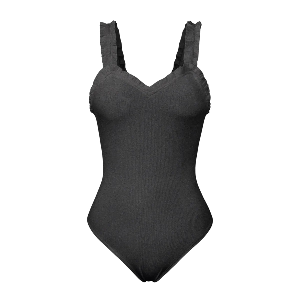 Copy of Solid Frilled Trim Ribbed Cami Bodysuit