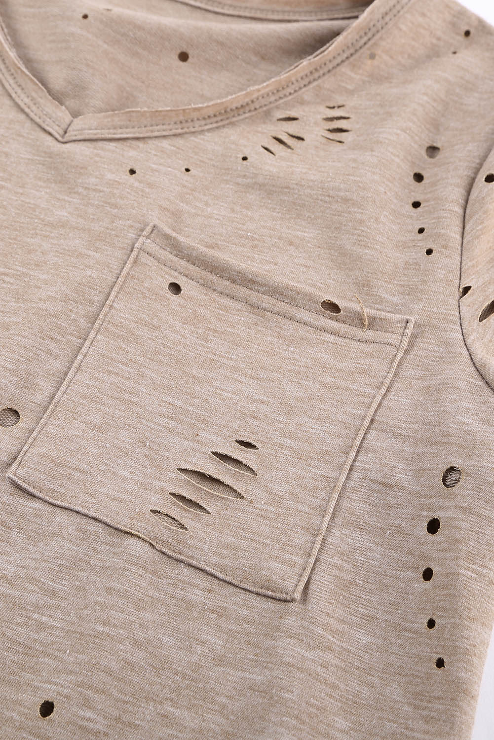 Khaki Ripped Pocket Tee