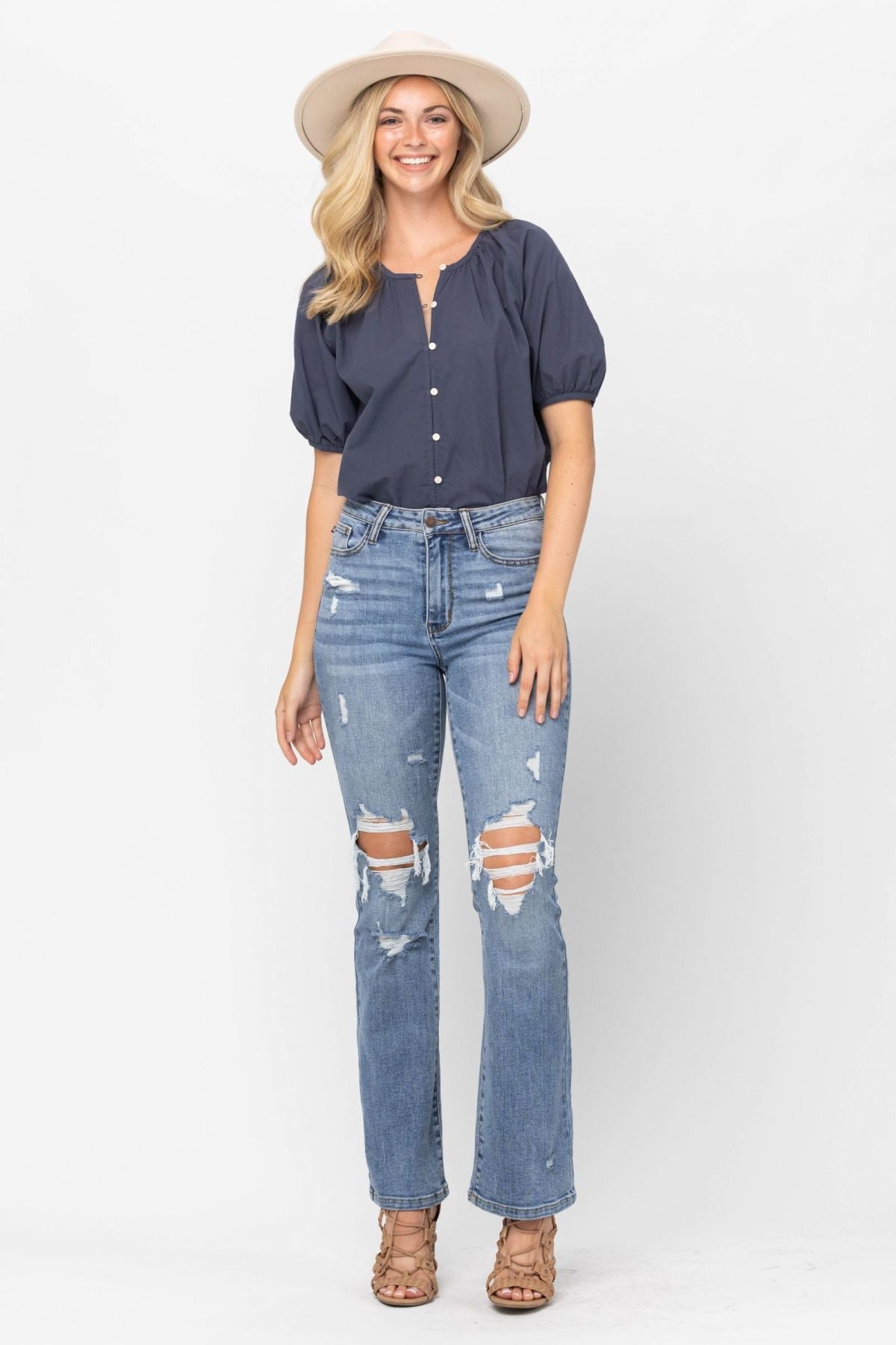 Judy Blue High Waist STONE Destroyed Bootcut