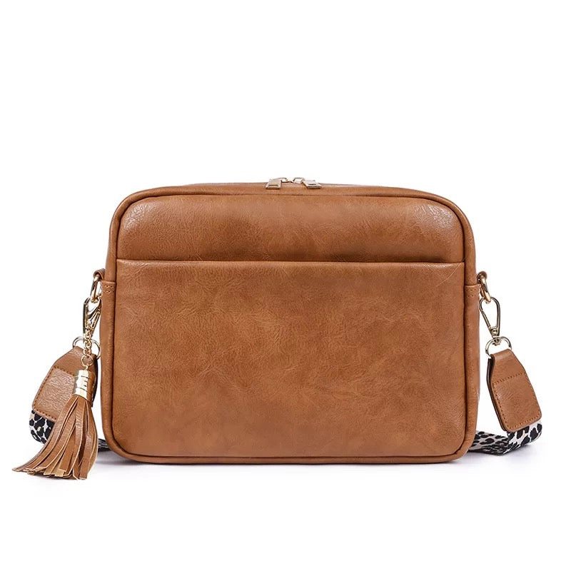 Crossbody Purse with Leopard Strap