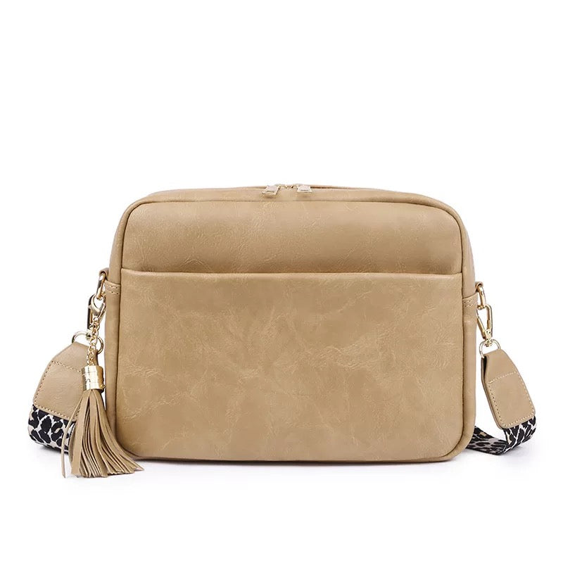 Crossbody Purse with Leopard Strap