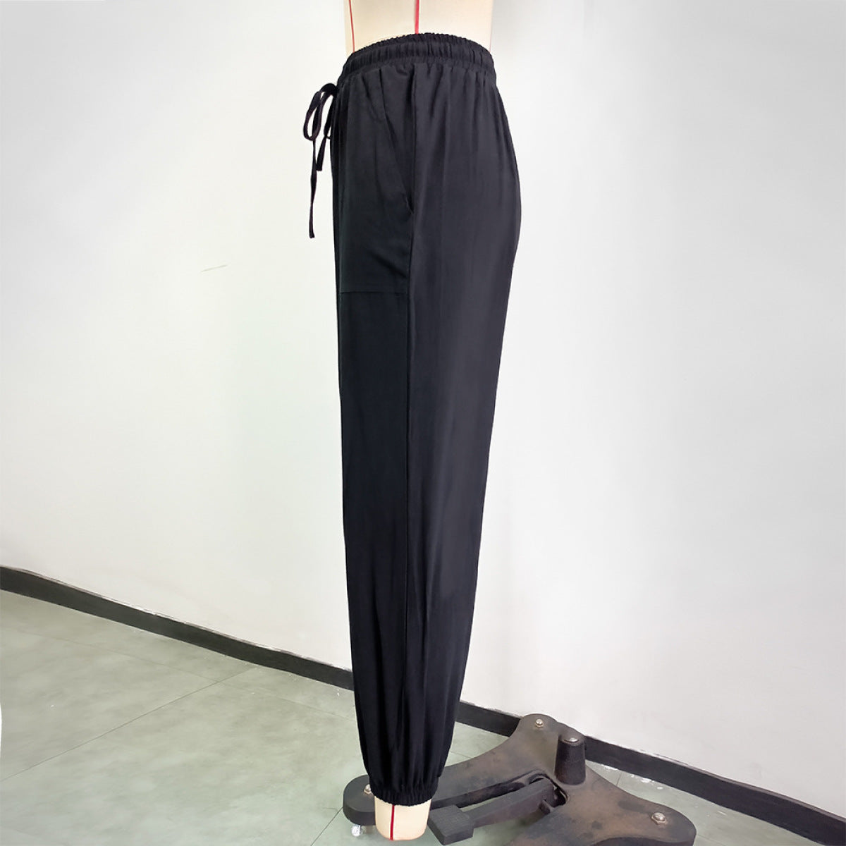 Elastic Waist Drawstring Pants with Pockets