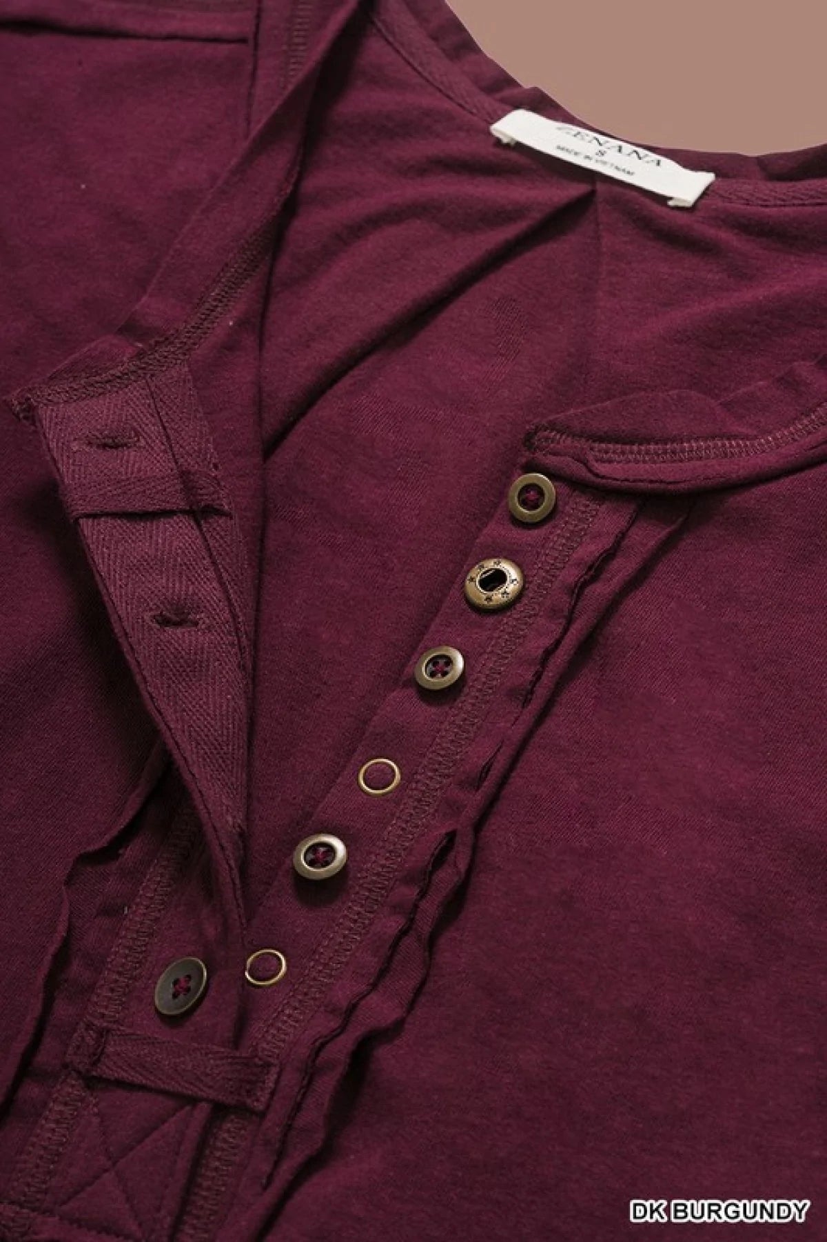 Zenana Raw Edge Detailed Button Closure Short Sleeve Top