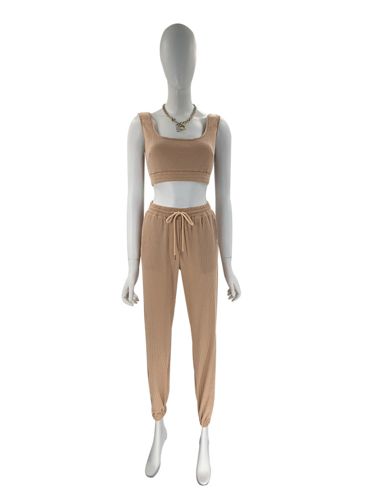 U-neck Bra & Drawstring Sweatpants Two-Piece Active Sets