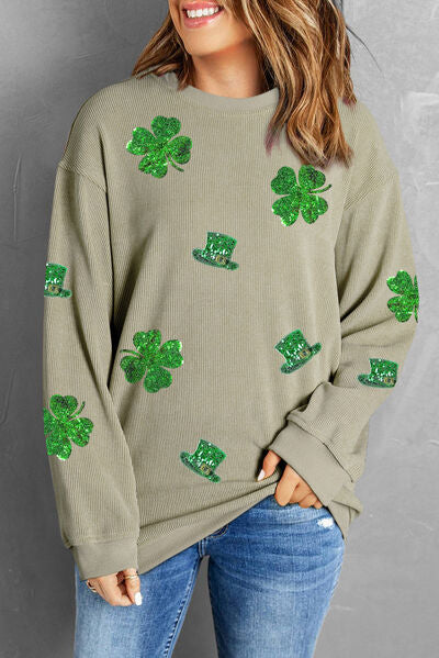 Sequin Round Neck Long Sleeve Sweatshirt main image 0