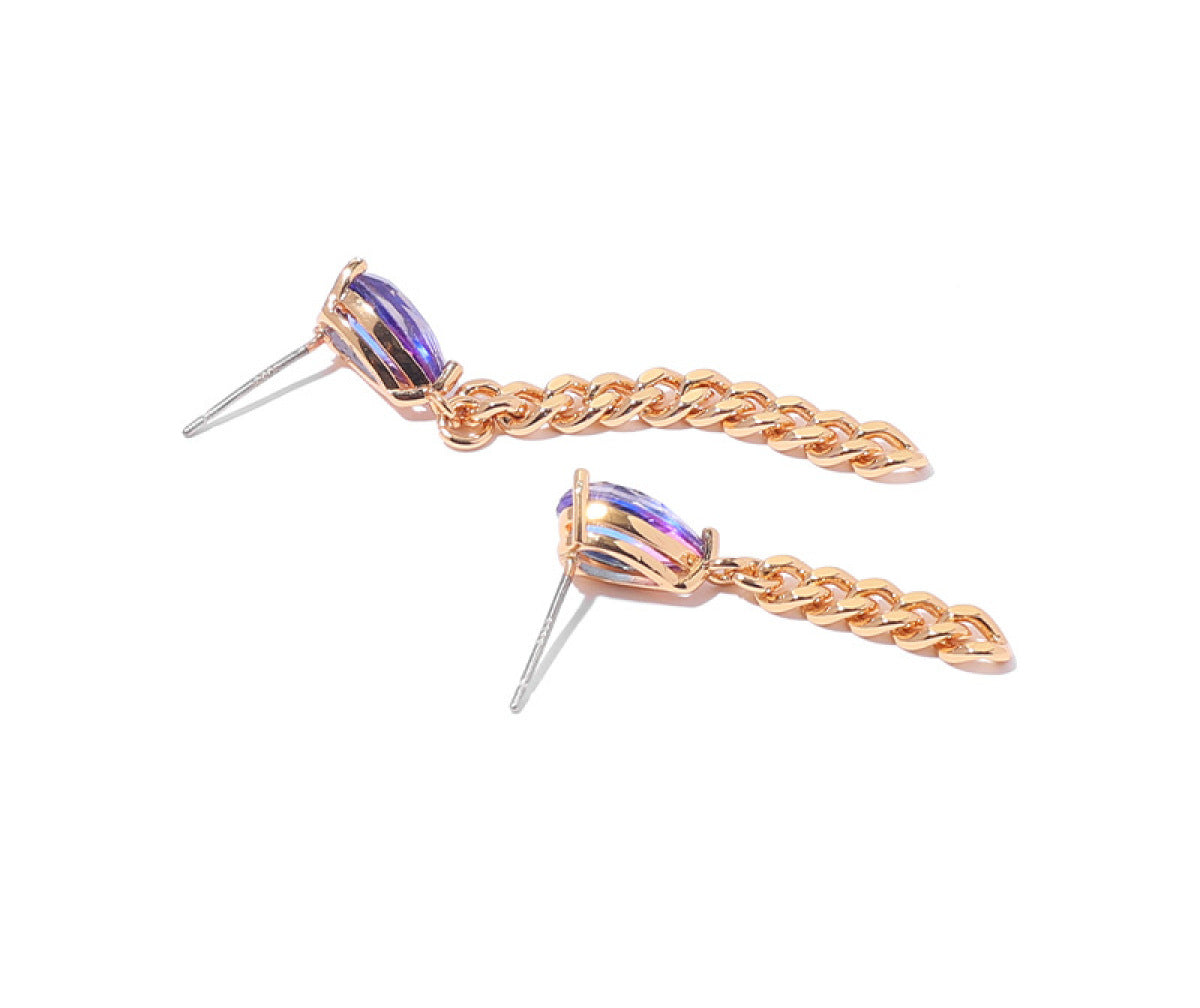Asymmetric Chain Tassel Drop-Shaped Stud Earrings