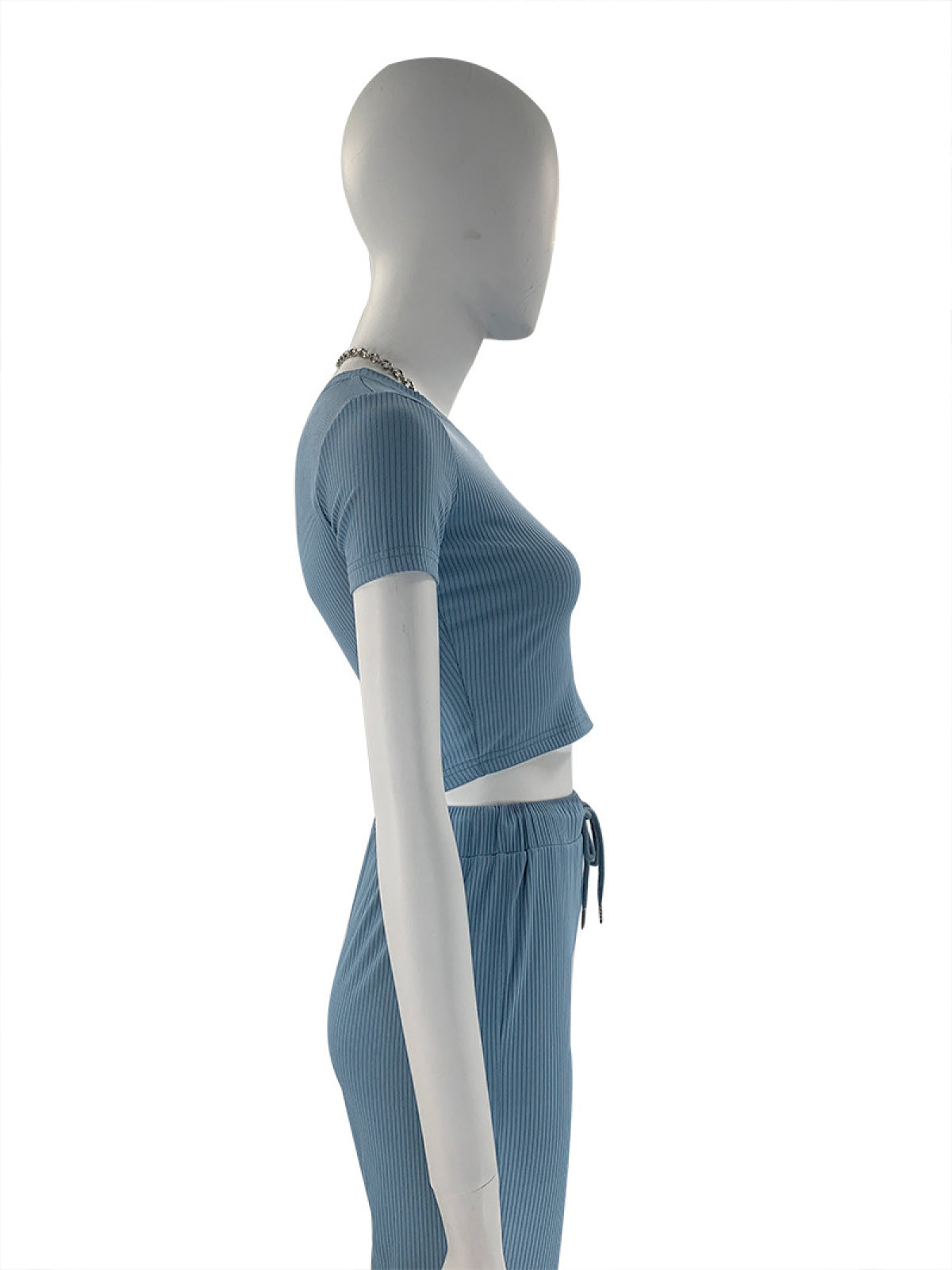 Casual High Elastic Short-Sleeved Top & Wide-Leg Pants Two-Piece Set