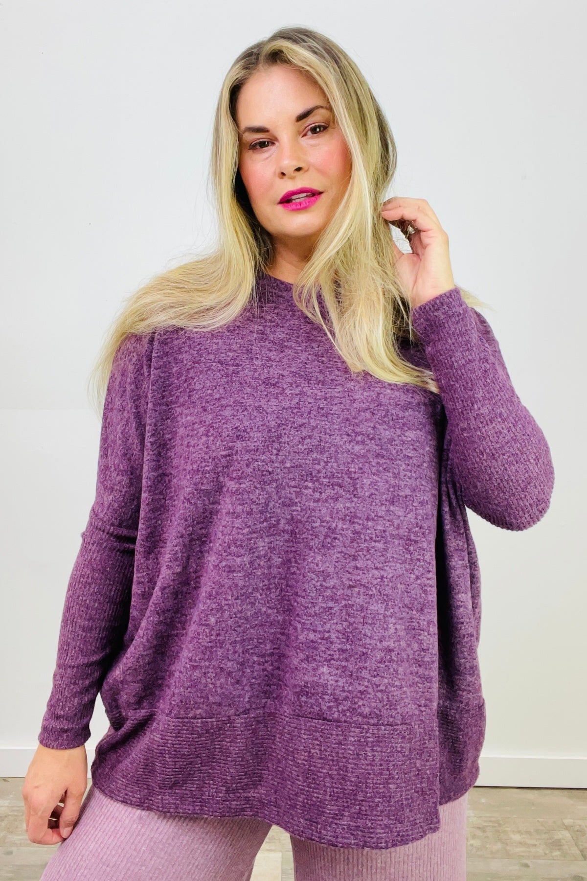 Zenana Brushed Melange Hacci Dolman Long Sleeve Oversized Sweater