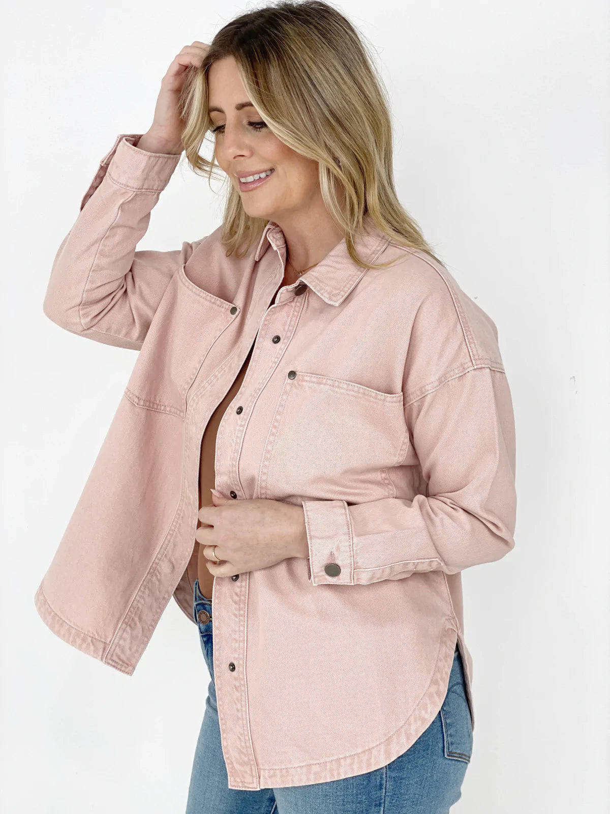 Easel "Tilly" Solid Cotton Twill Shacket