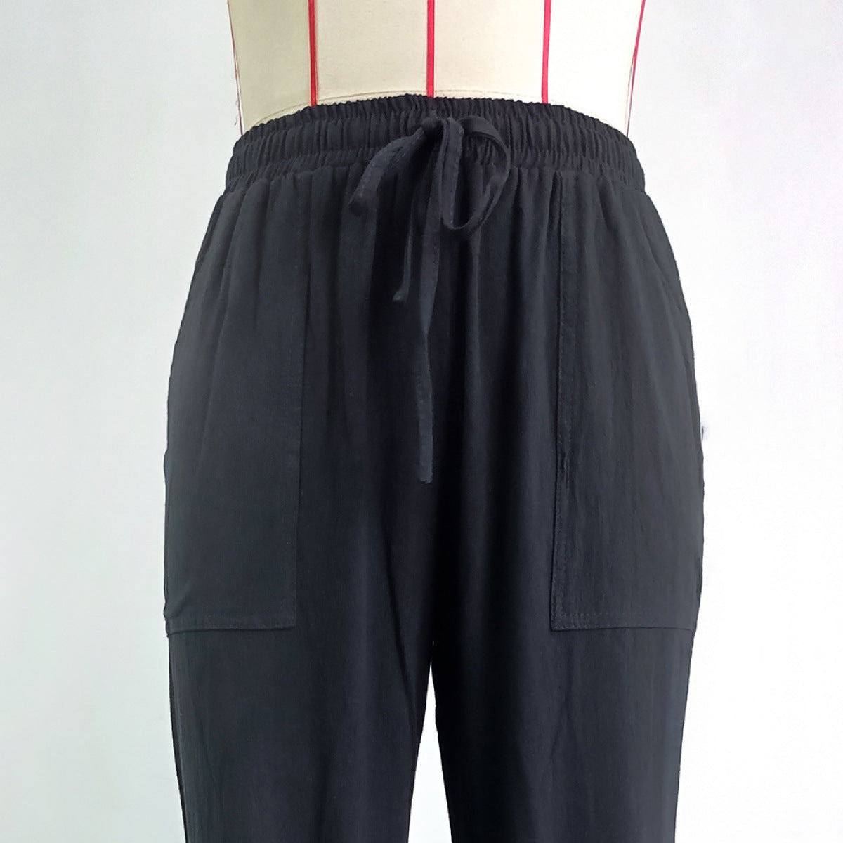 Elastic Waist Drawstring Pants with Pockets