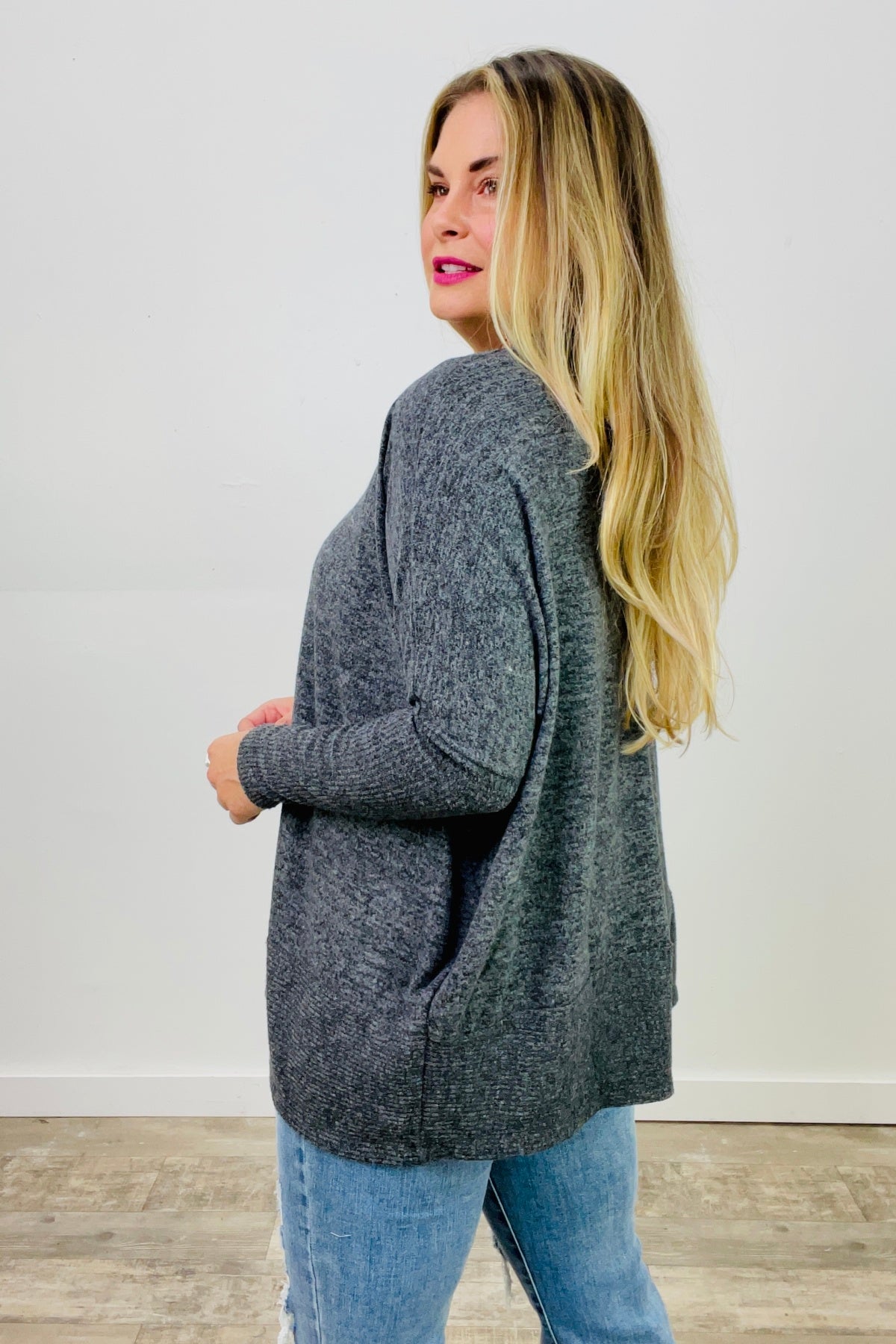 Zenana Brushed Melange Hacci Dolman Long Sleeve Oversized Sweater