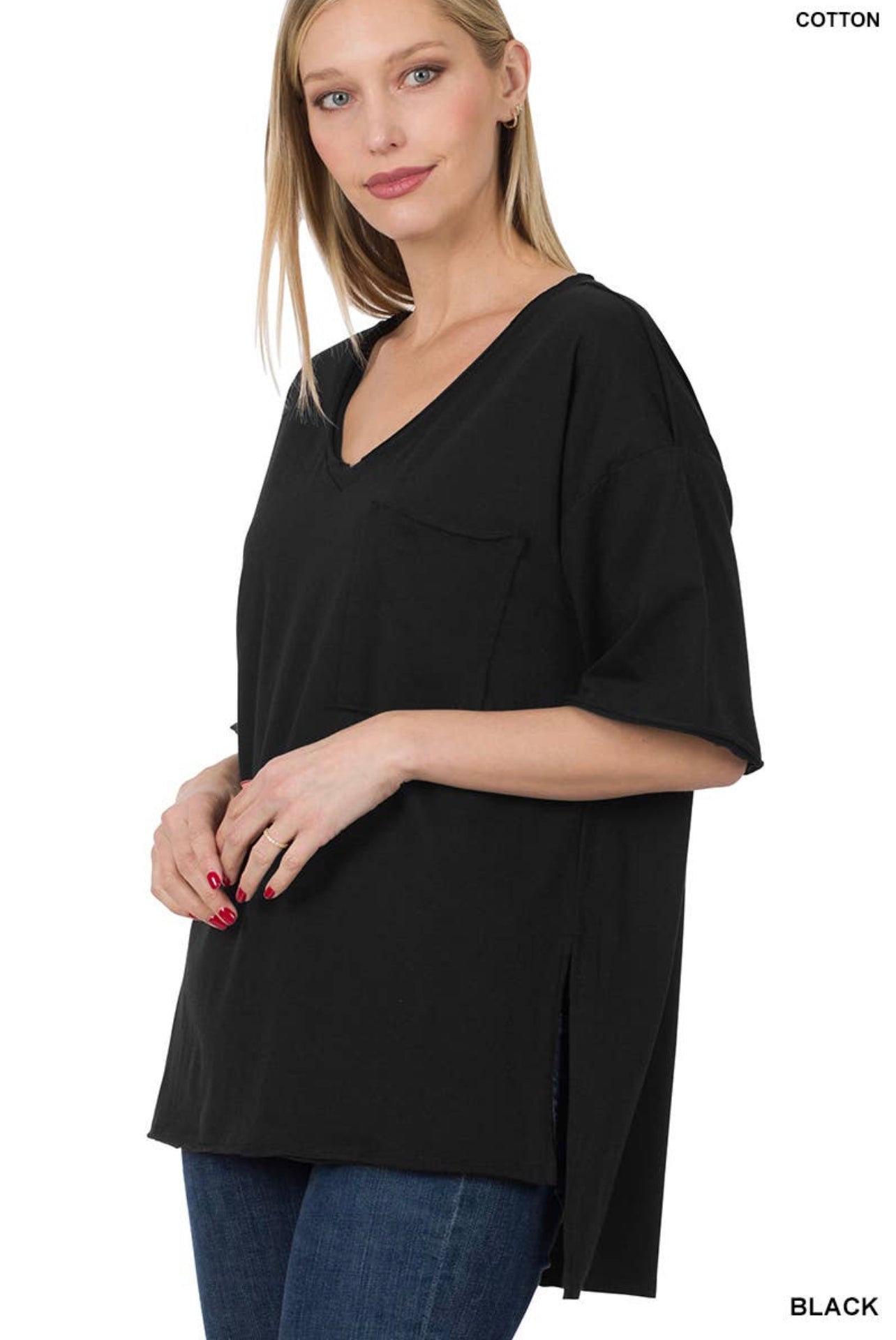 Zenana Raw Edge Hem Shirt