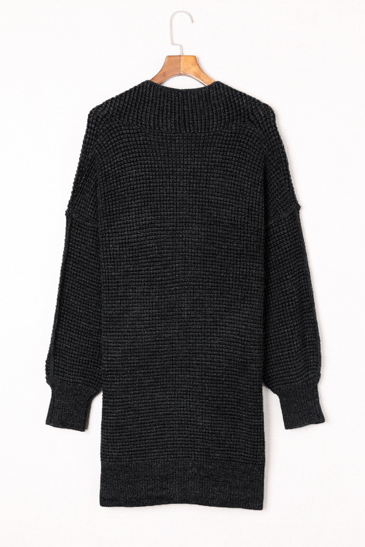Plaid Knitted Long Open Front Cardigan