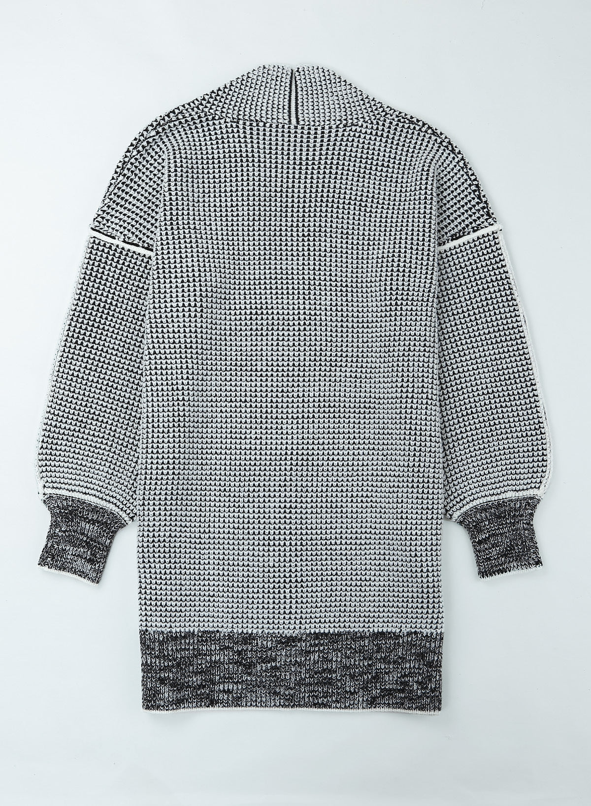 Plaid Knitted Long Open Front Cardigan