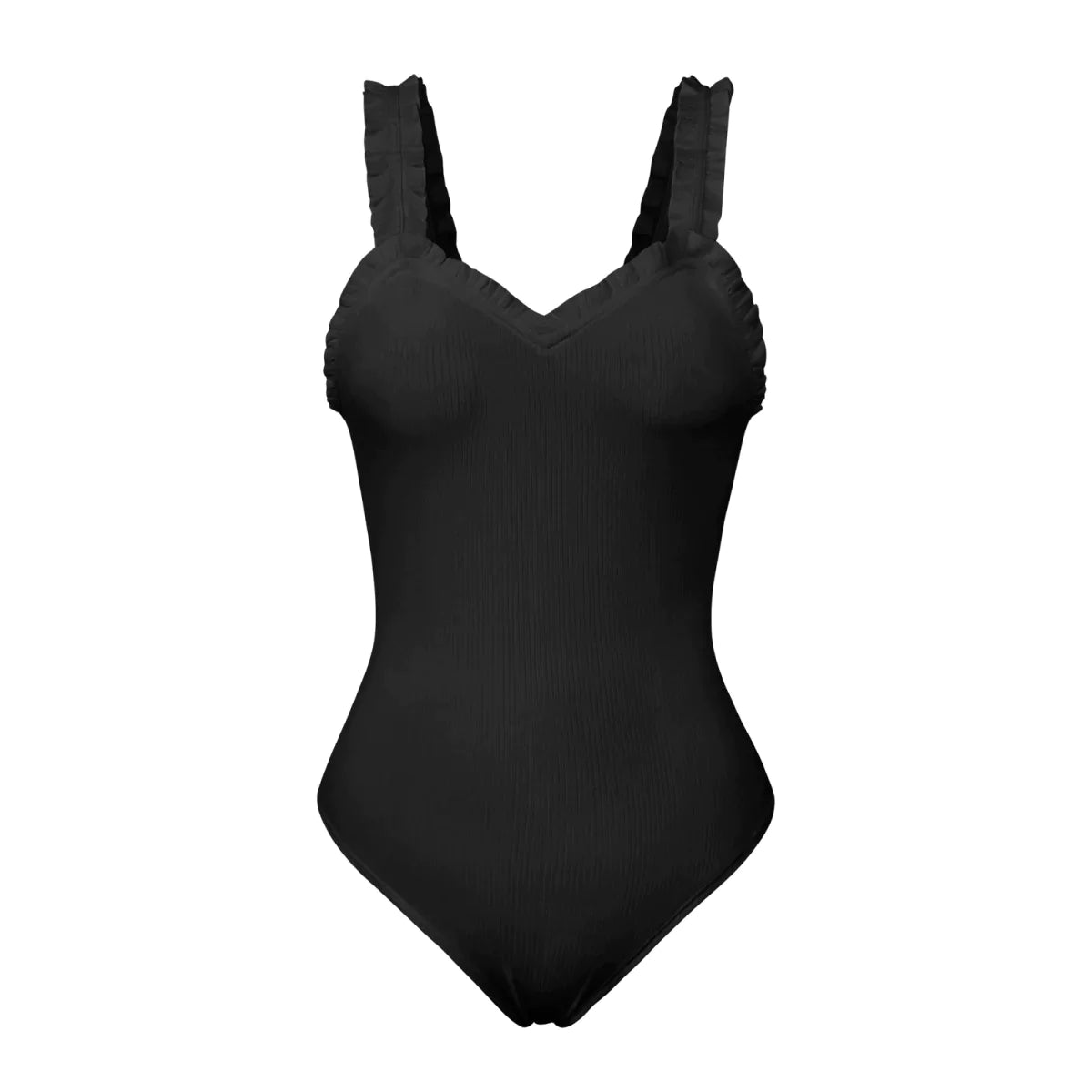 Copy of Solid Frilled Trim Ribbed Cami Bodysuit