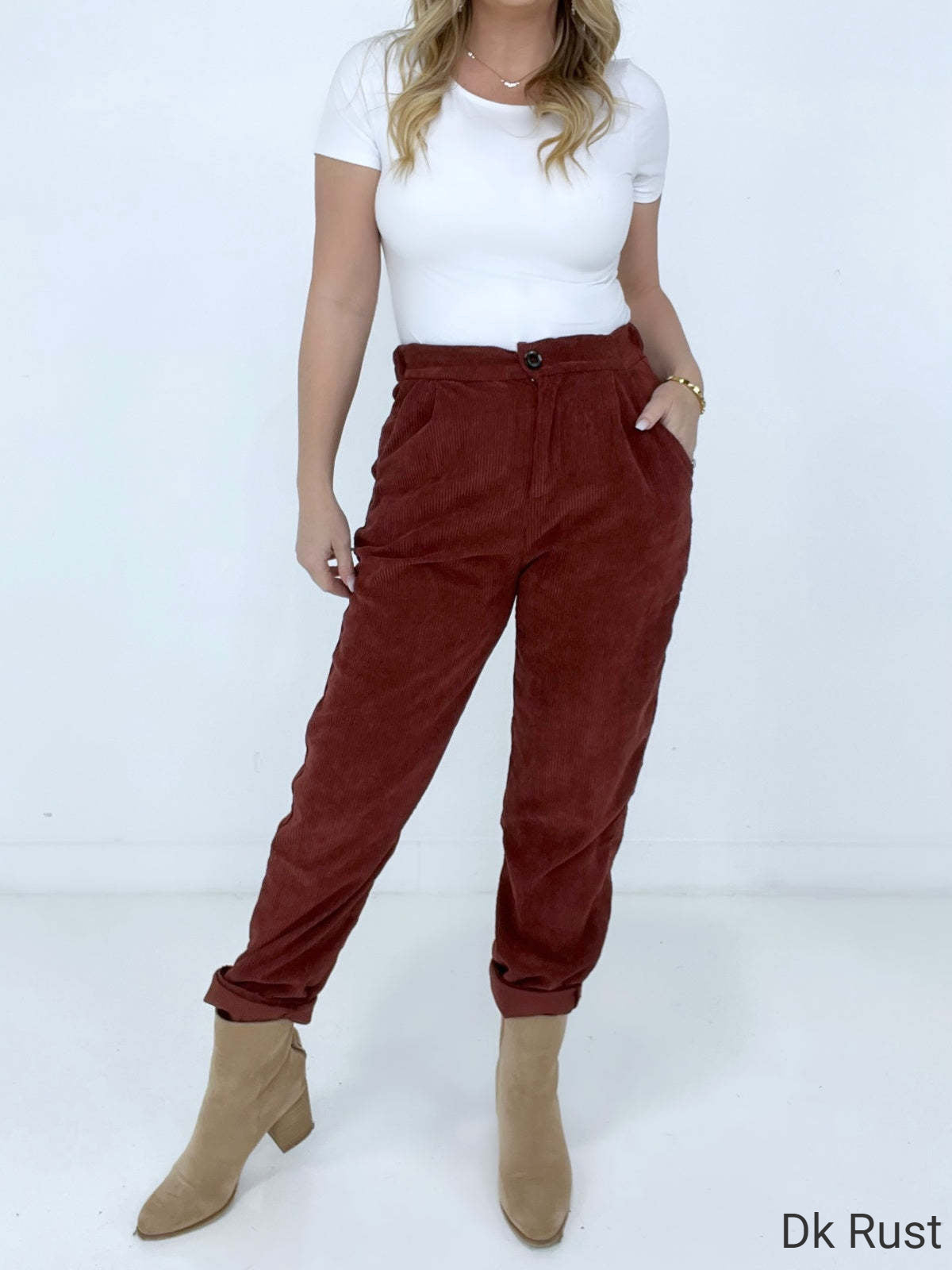 Zenana "The Wales" High Rise Corduroy Pants with Pockets