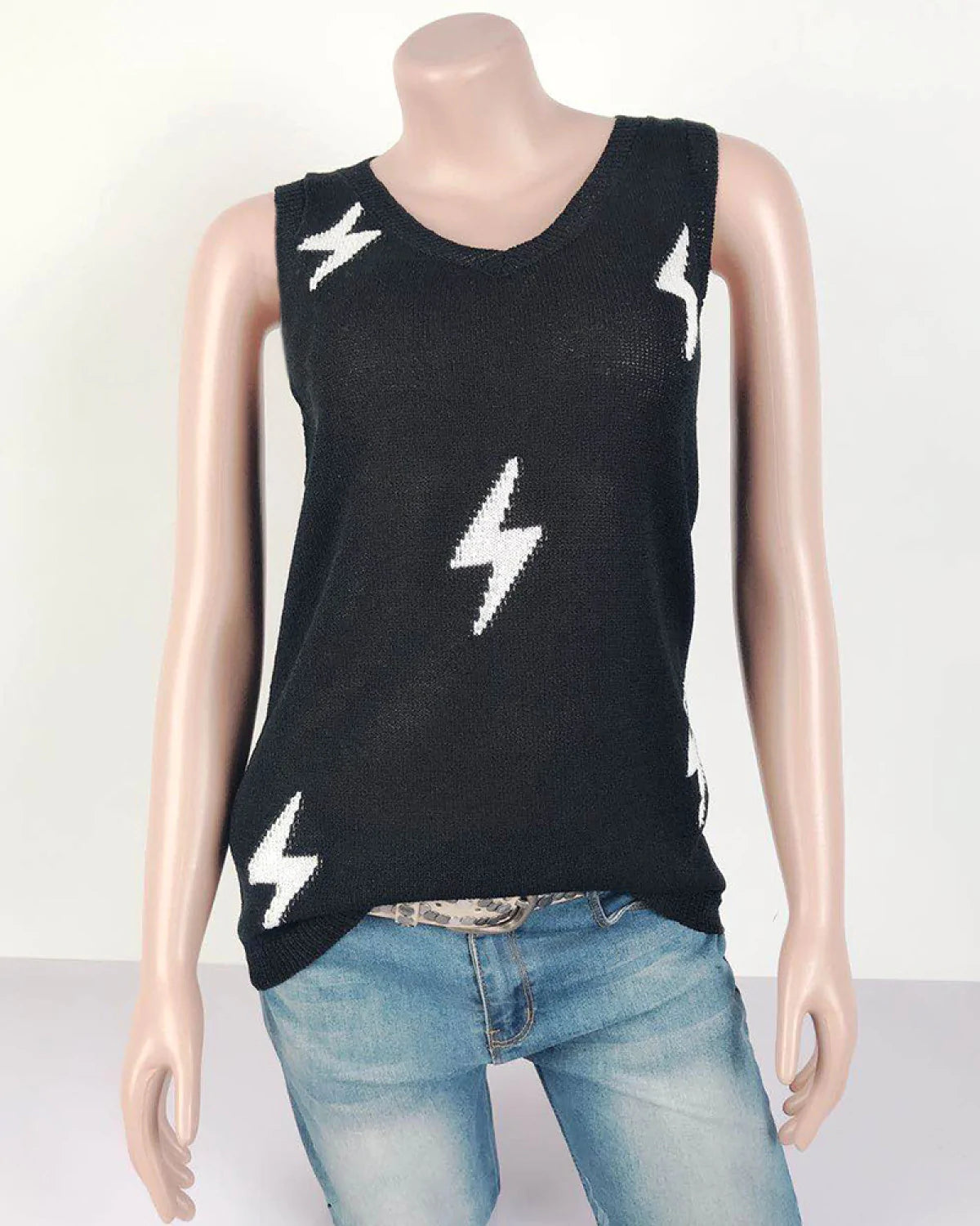 Sexy V-Neck Lightning Knitted Vest