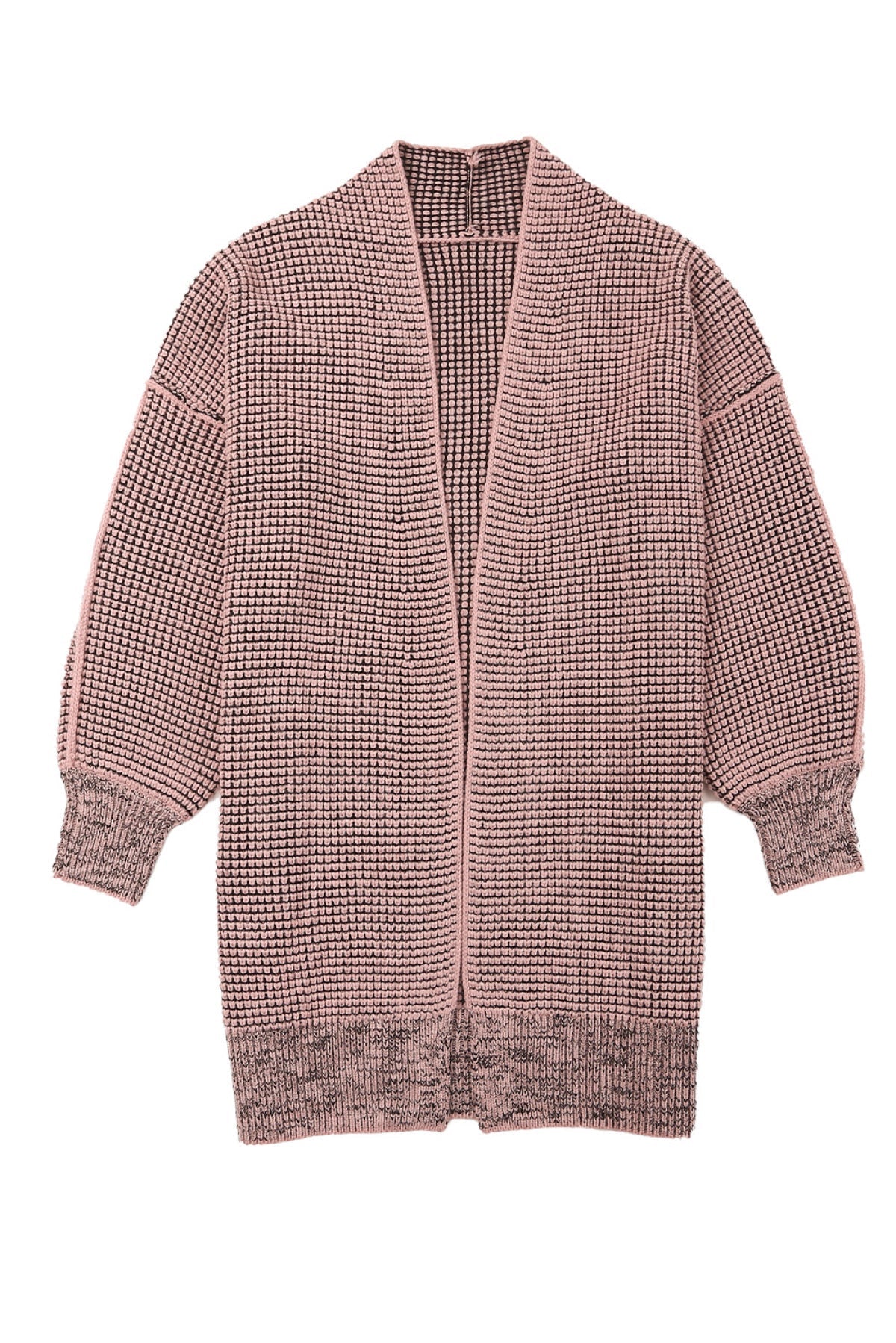 Plaid Knitted Long Open Front Cardigan
