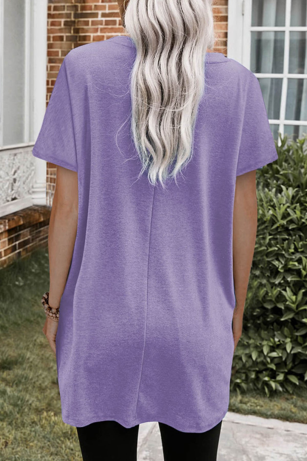 Side Pockets Short Sleeve Tunic Top