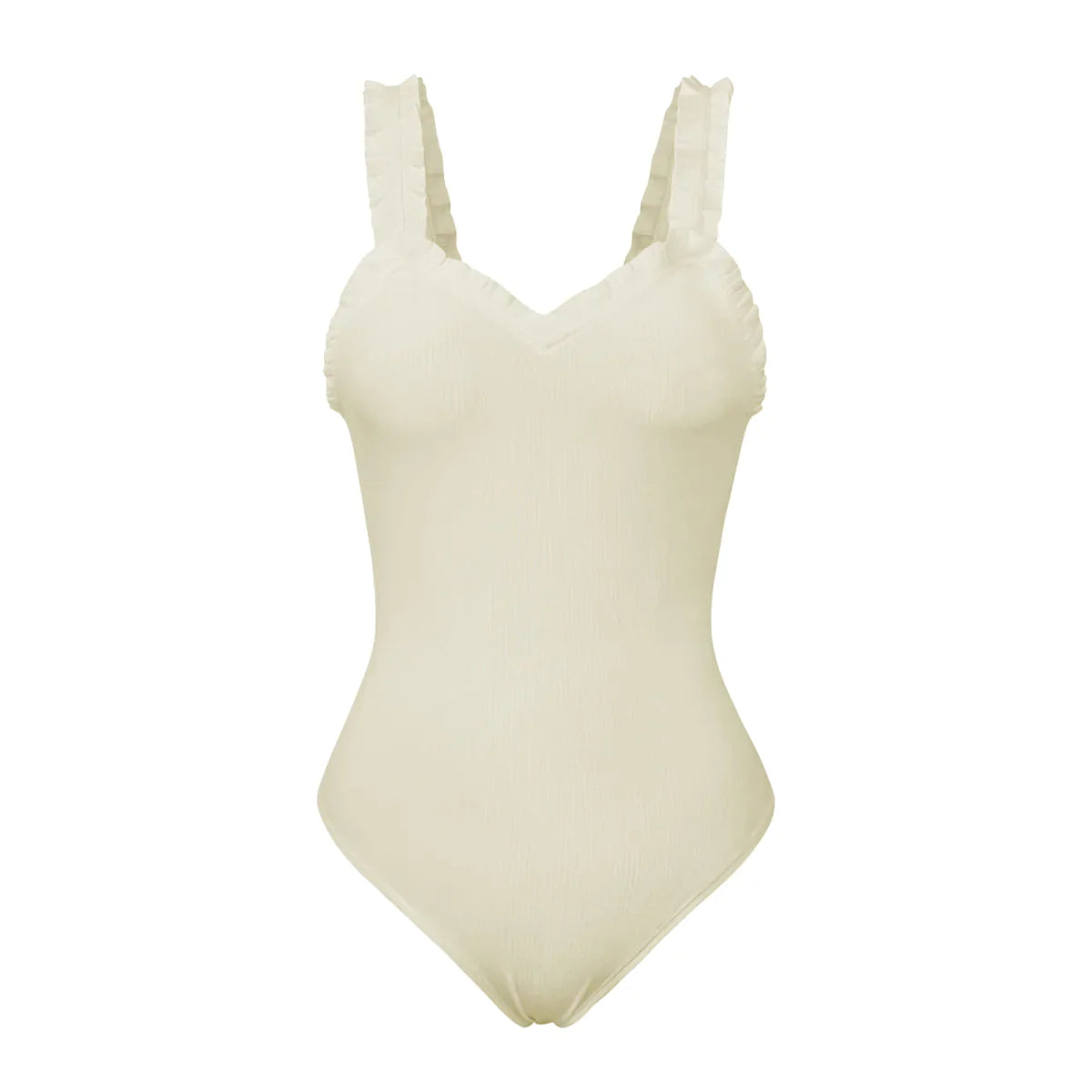 Copy of Solid Frilled Trim Ribbed Cami Bodysuit