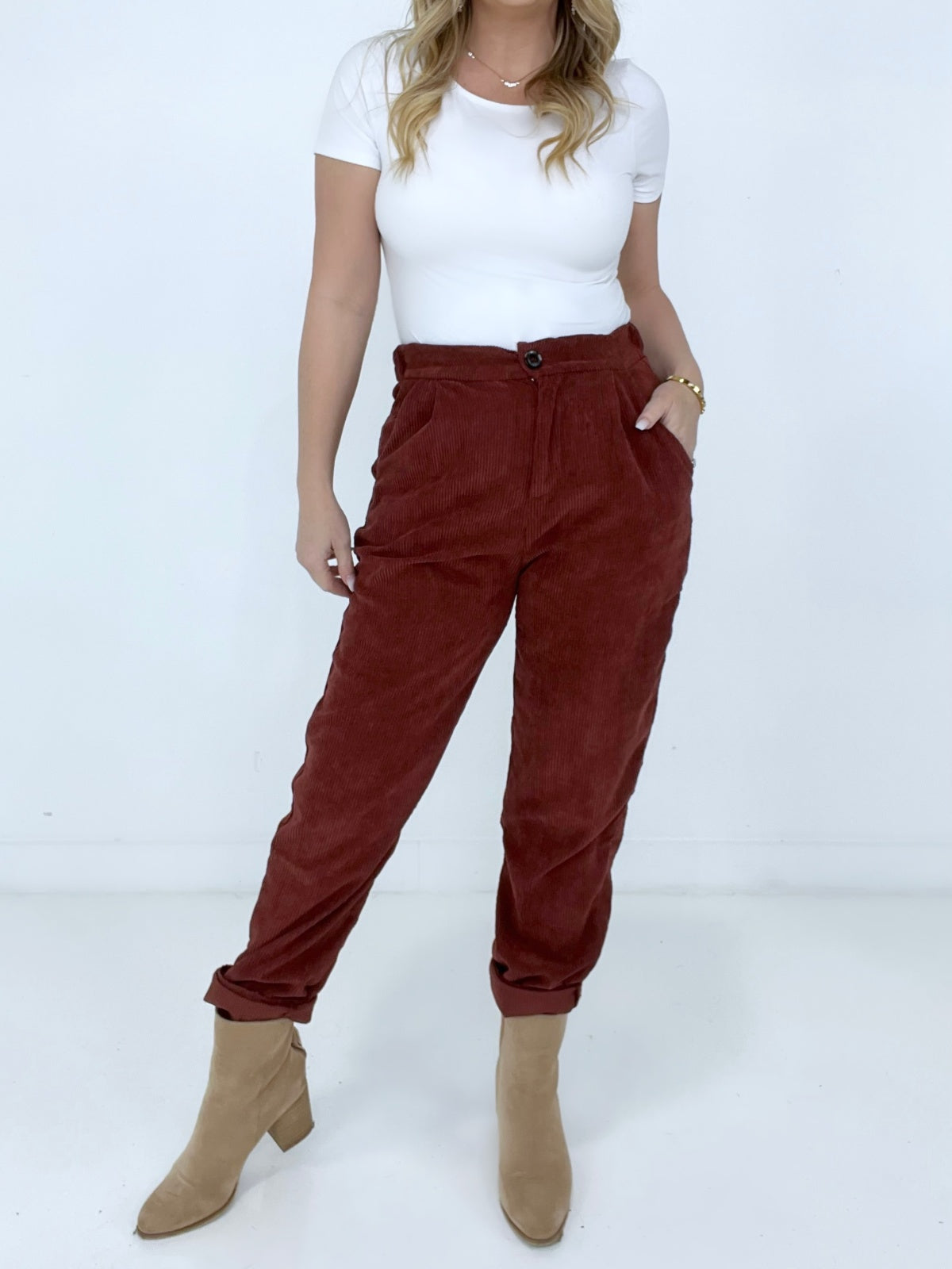 Zenana "The Wales" High Rise Corduroy Pants with Pockets