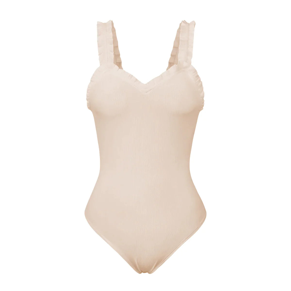 Copy of Solid Frilled Trim Ribbed Cami Bodysuit
