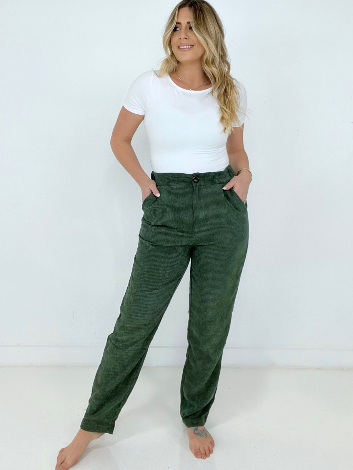 Zenana "The Wales" High Rise Corduroy Pants with Pockets