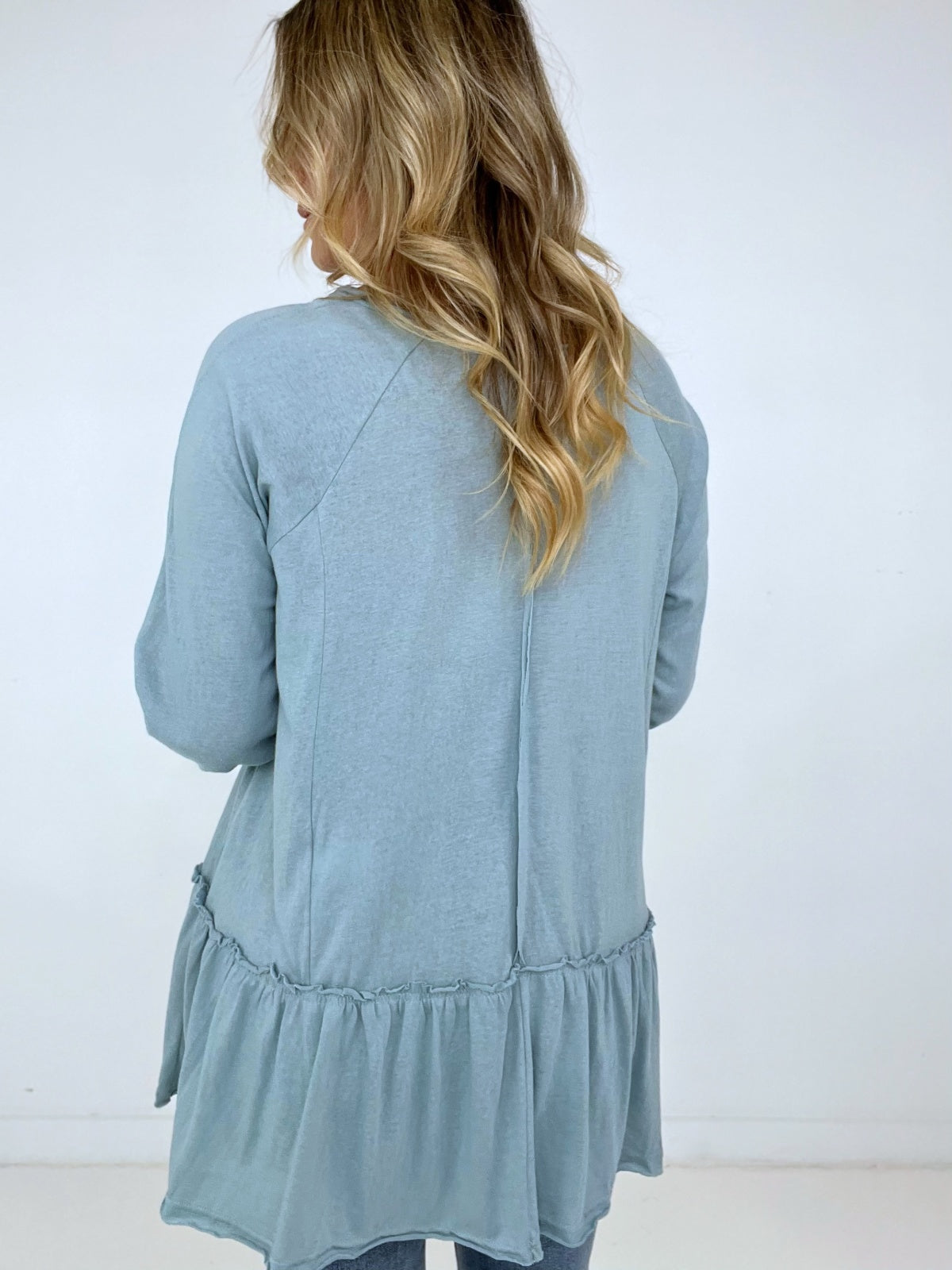 Easel " Cotton Peplum Tunic" Solid Cotton Jersey Tunic Top