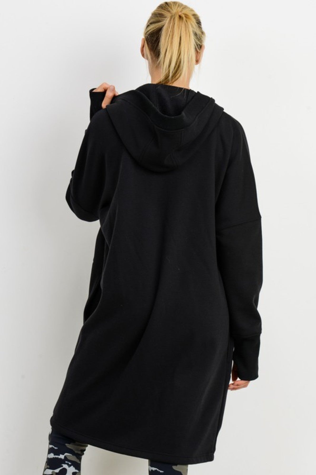 Mono B "Sophisticated Comfort" Open Front Longline Cardigan With Fleece Lining