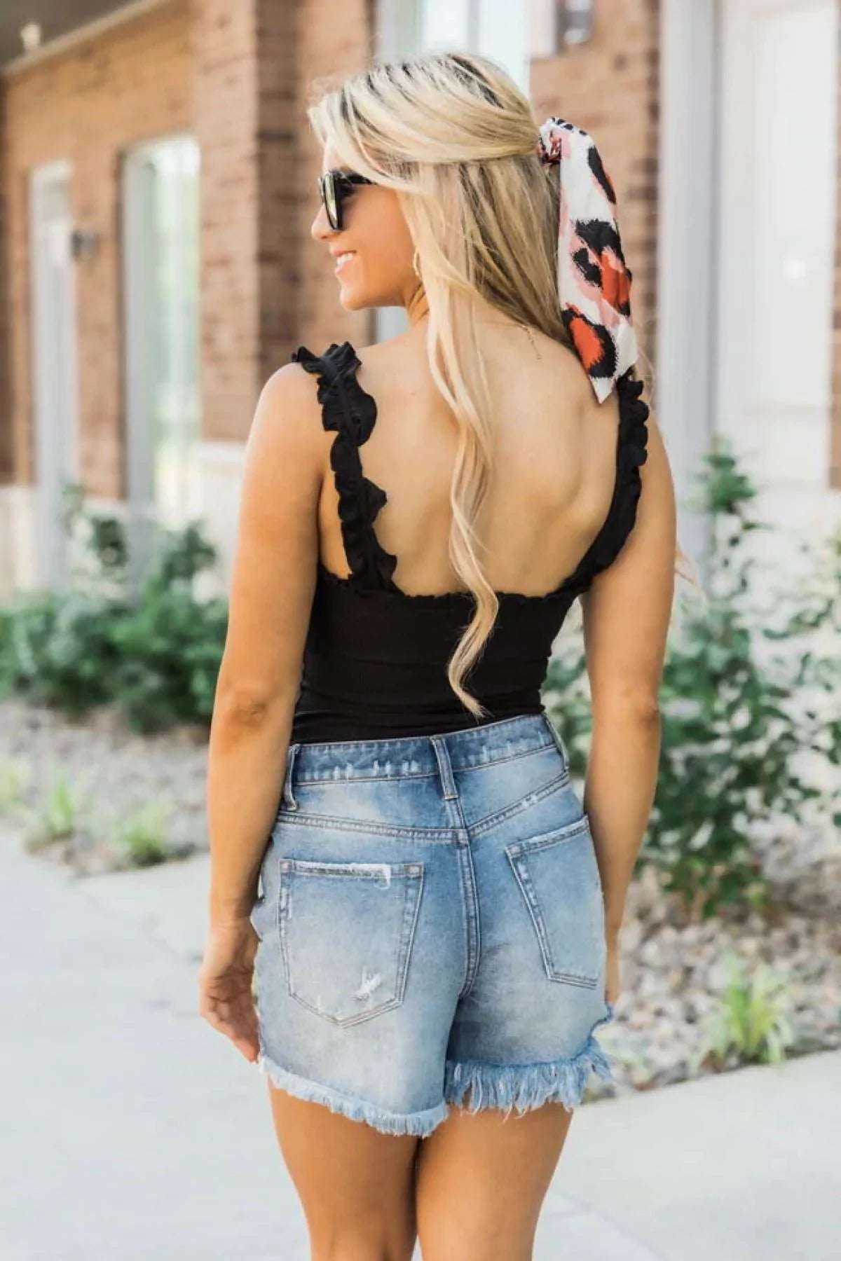 Copy of Solid Frilled Trim Ribbed Cami Bodysuit