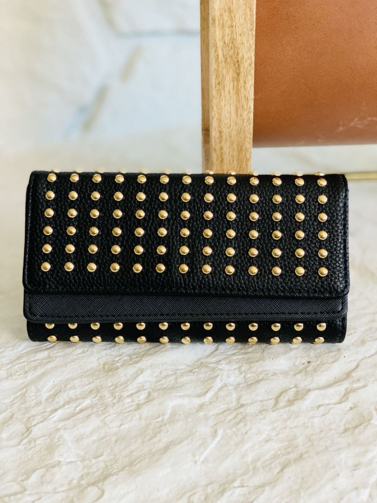 Kiss Me Jane Studded Faux Leather Wallet
