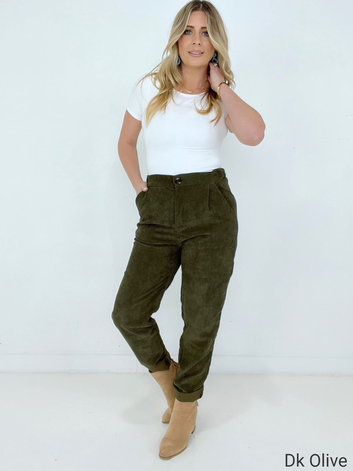 Zenana "The Wales" High Rise Corduroy Pants with Pockets